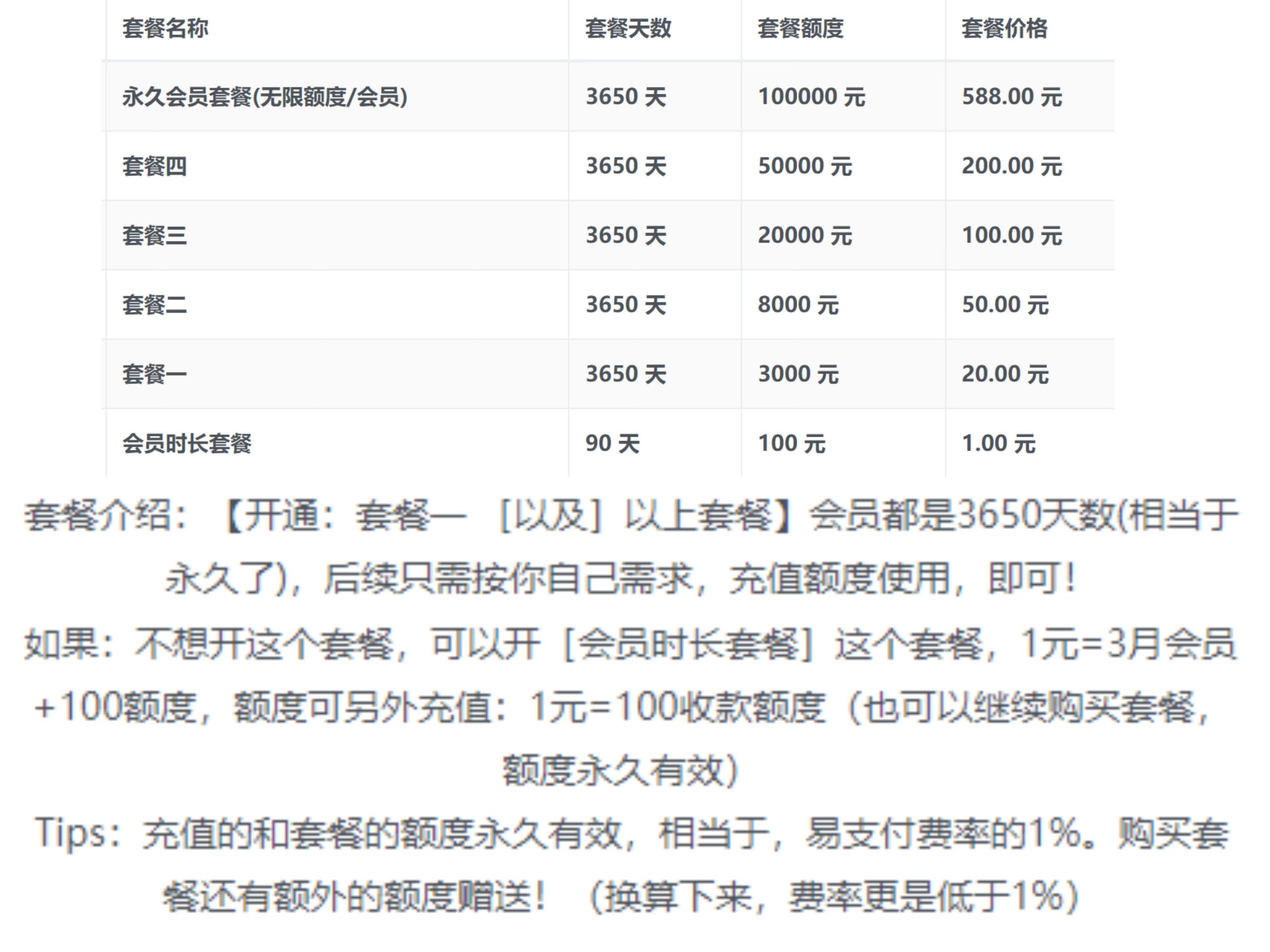 MyPay码支付 - 会员套餐价格表